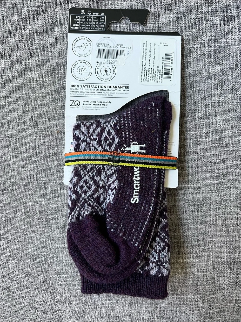 Smartwool NWT Everyday Snowflake Patterned Merino Socks Unisex Medium Cushioned